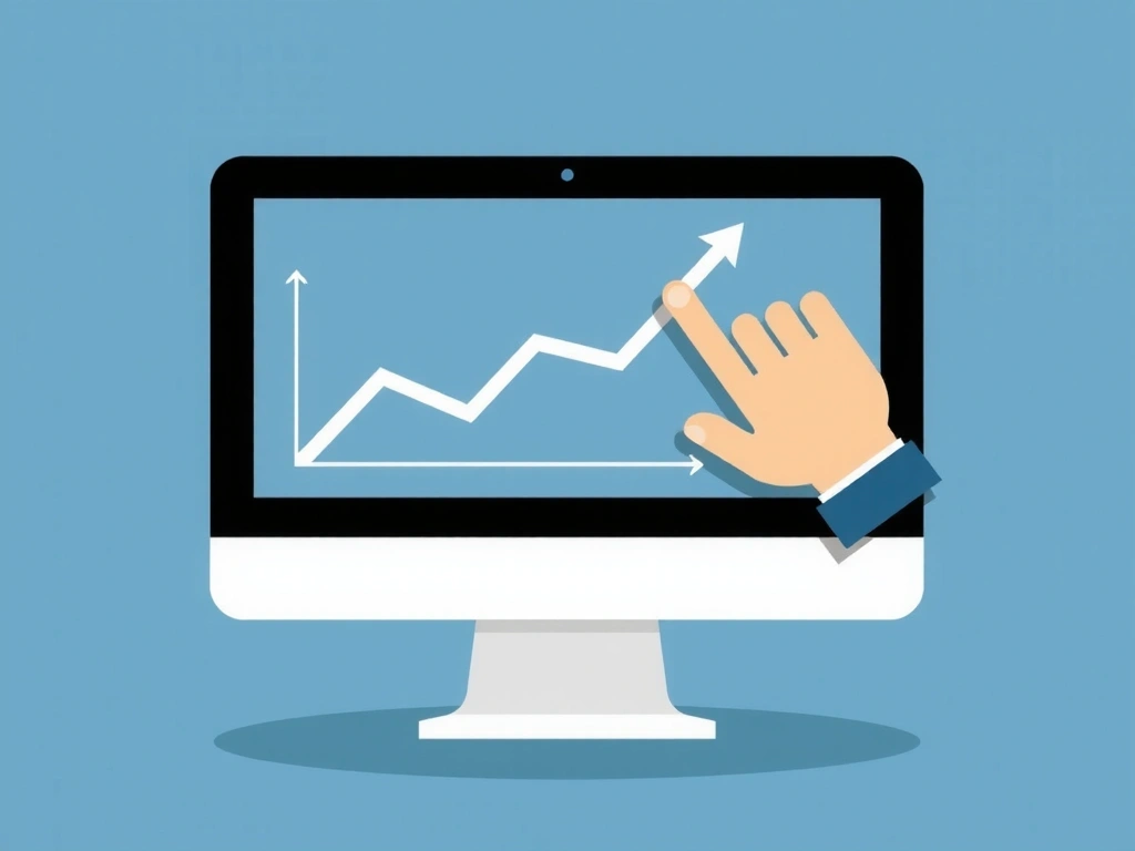 Un gráfico de progreso ascendente en una pantalla de ordenador o tablet, con una mano apuntando a él, simbolizando el seguimiento y la mejora.
