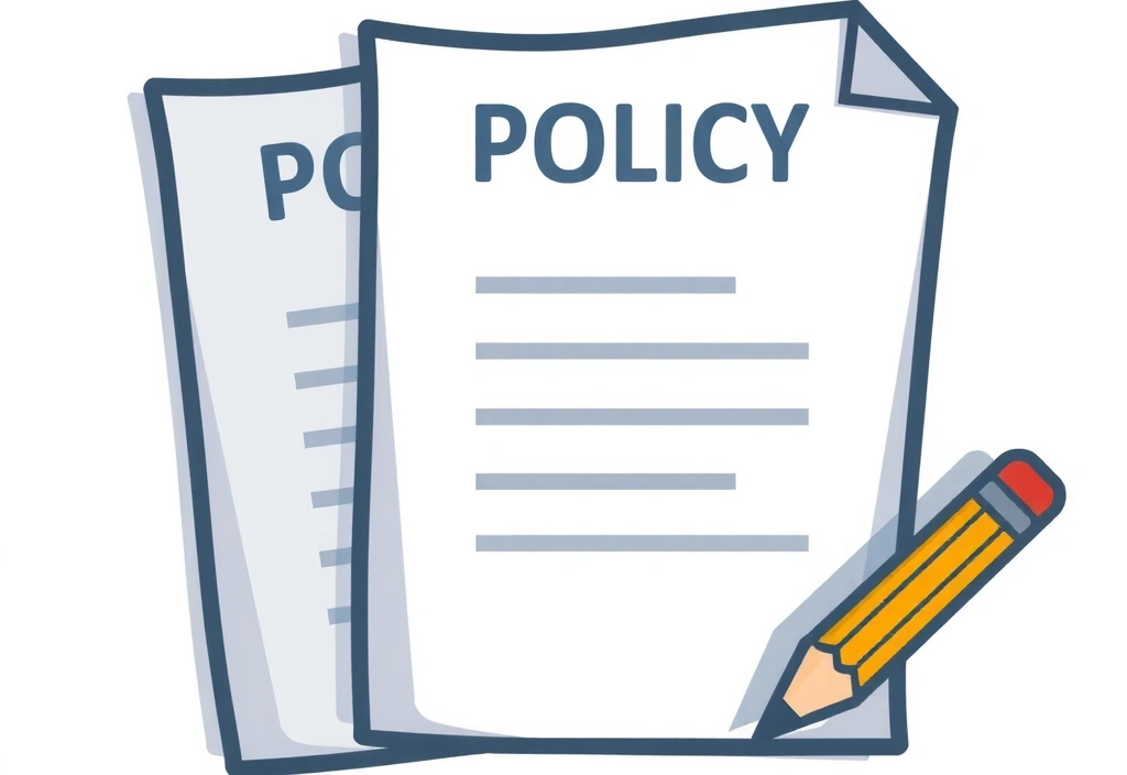 Icono de un documento con un lápiz, simbolizando una política que se actualiza o revisa.